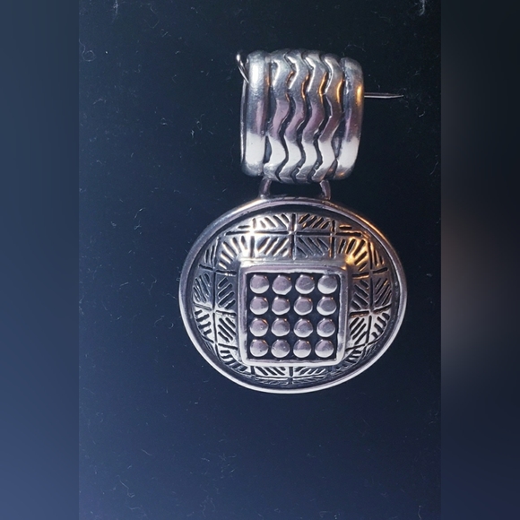 Vintage Sterling Silver Tribal Style Engraved Huge Slide Pendant - Picture 2 of 6